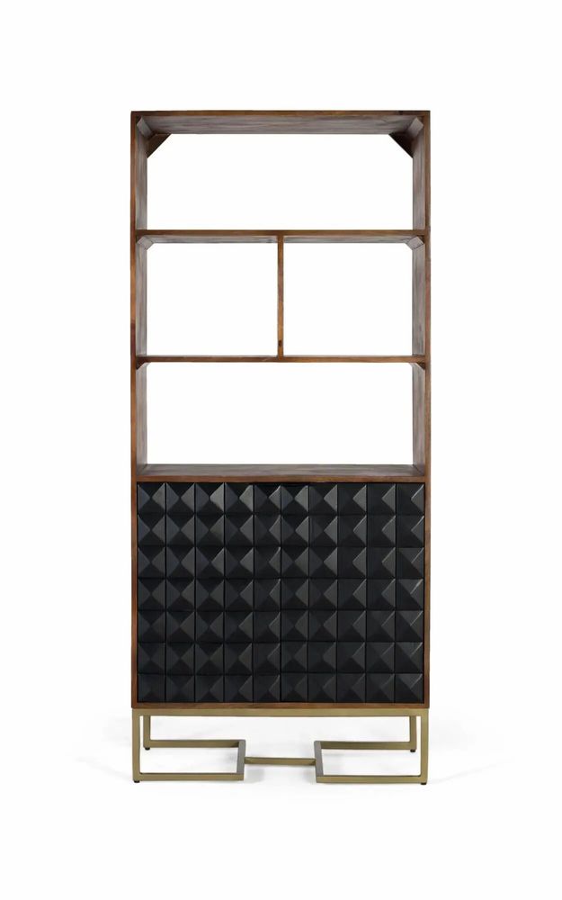 Bookshelves - Handcrafted mango wood bookcase with gilded legs - GINER Y COLOMER