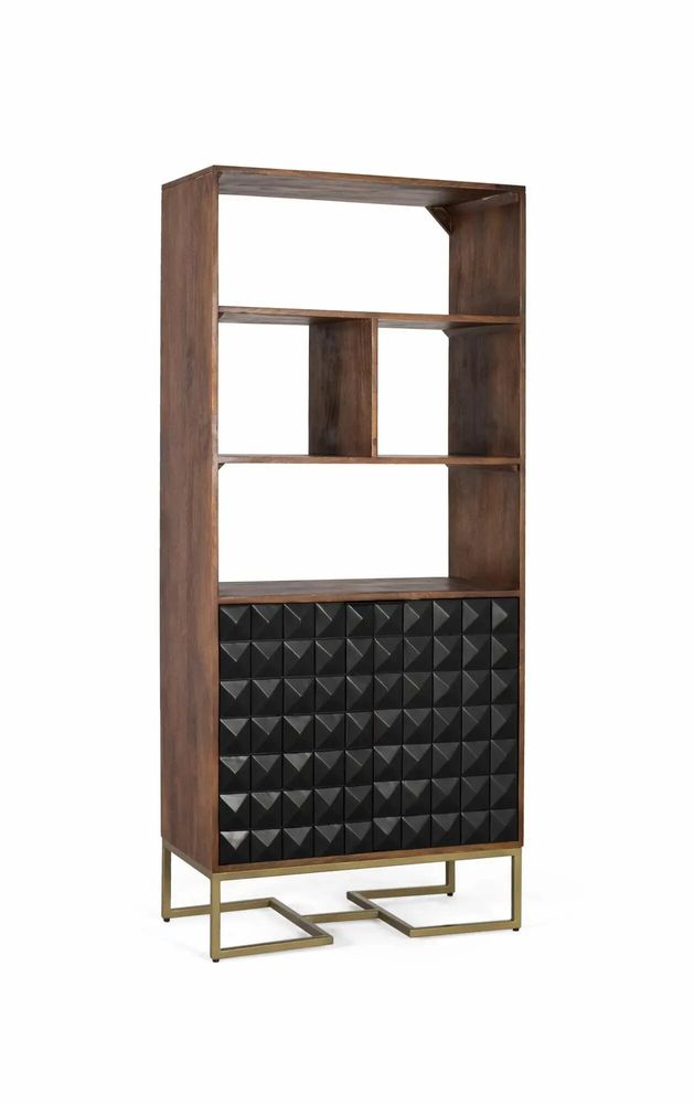 Bookshelves - Handcrafted mango wood bookcase with gilded legs - GINER Y COLOMER