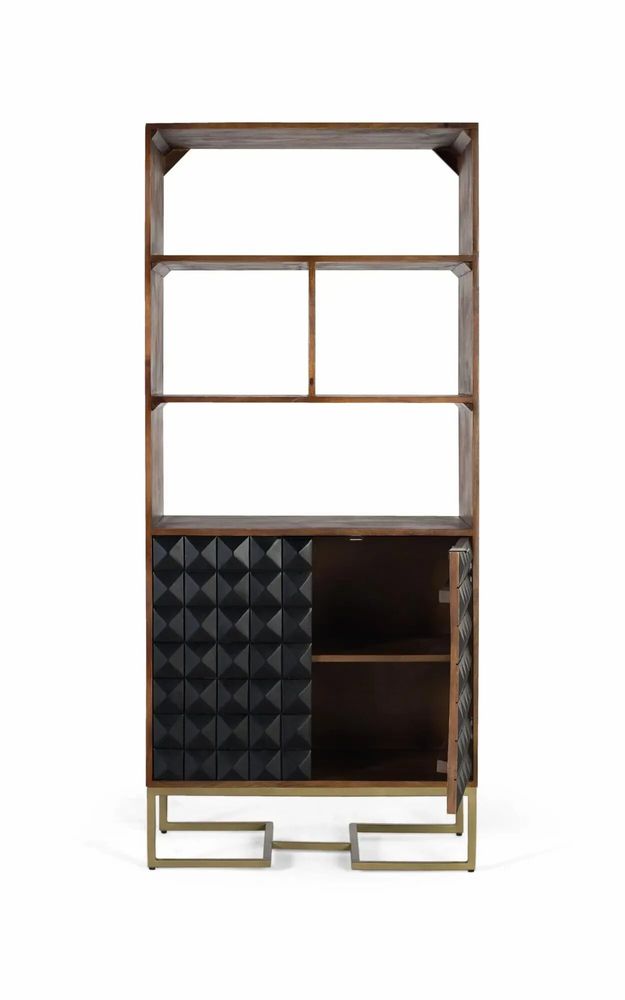 Bookshelves - Handcrafted mango wood bookcase with gilded legs - GINER Y COLOMER