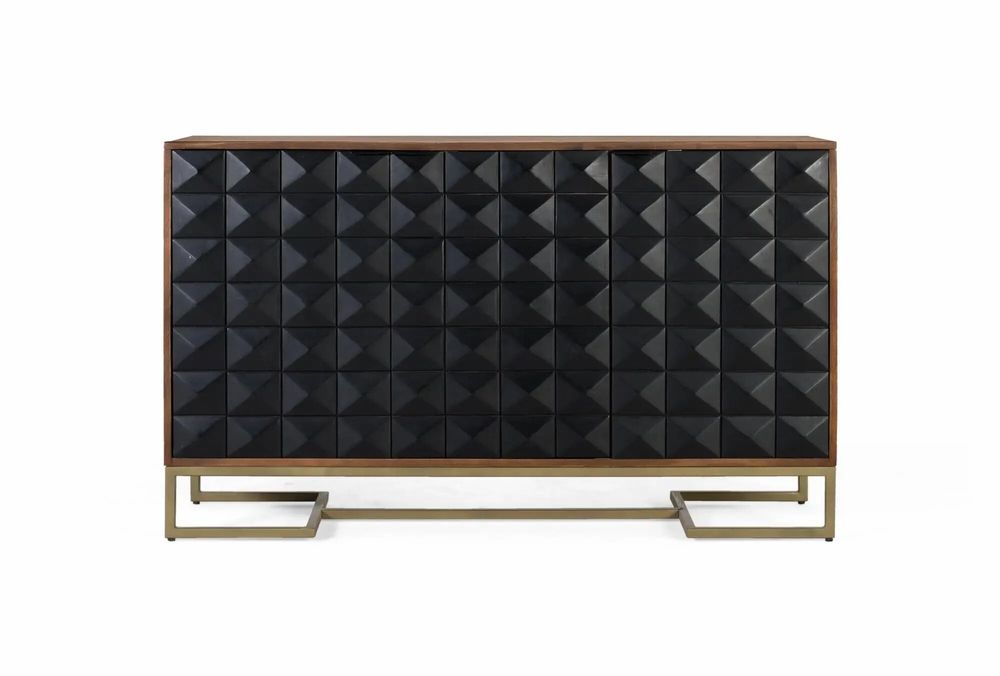 Sideboards - Hand-carved sideboard in mango wood with gilded legs 135 cm - GINER Y COLOMER