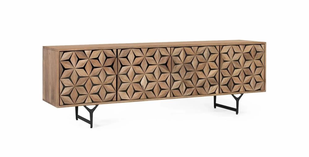 Meubles TV - Meuble TV en bois de manguier fait main avec 4 portes, 177 cm - GINER Y COLOMER