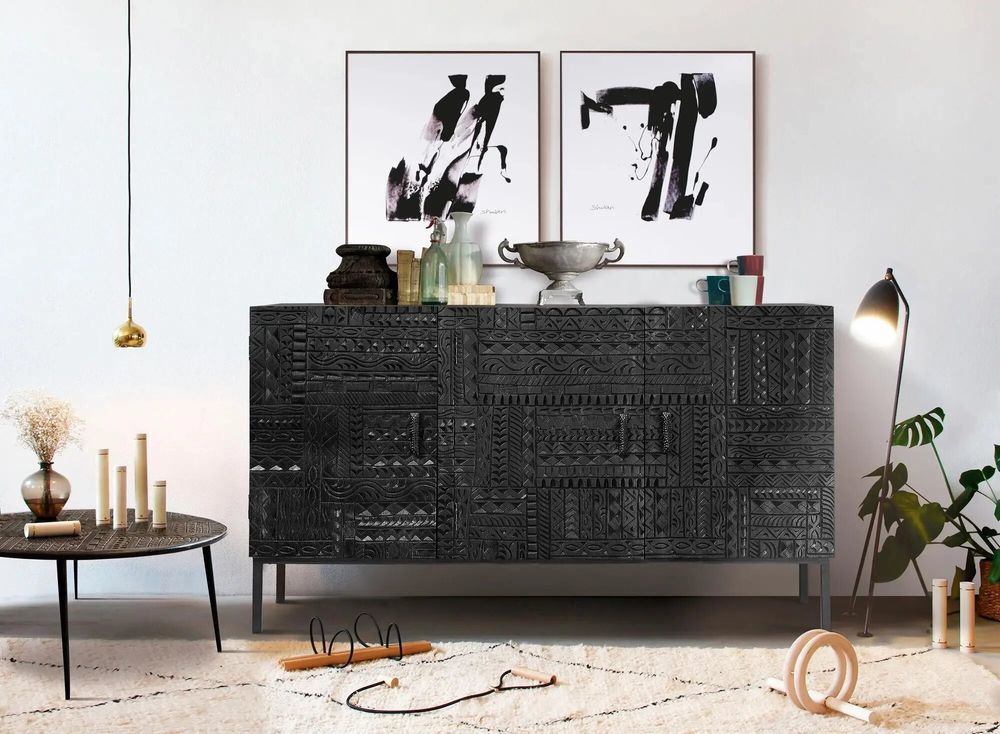 Sideboards - Mango wood sideboard with metal legs - GINER Y COLOMER