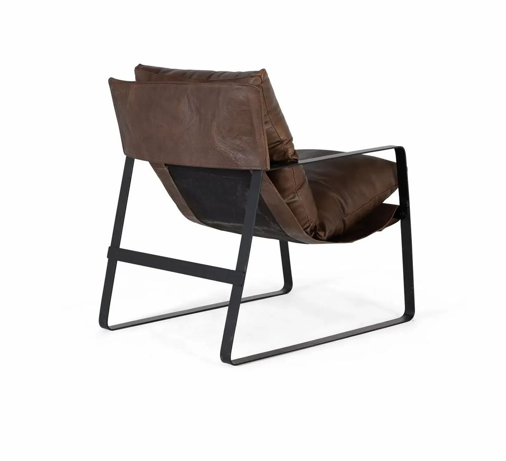Armchairs - Brown leather and metal armchair - GINER Y COLOMER