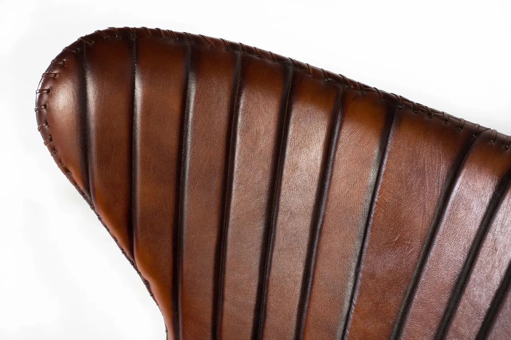 Armchairs - Armchair covered in brown natural leather with metal legs - GINER Y COLOMER