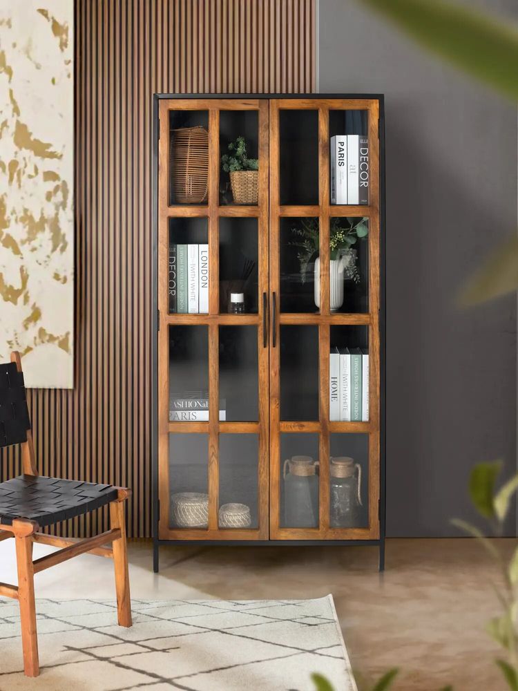 Wardrobe - 2-door display case in mango wood and metal structure - GINER Y COLOMER