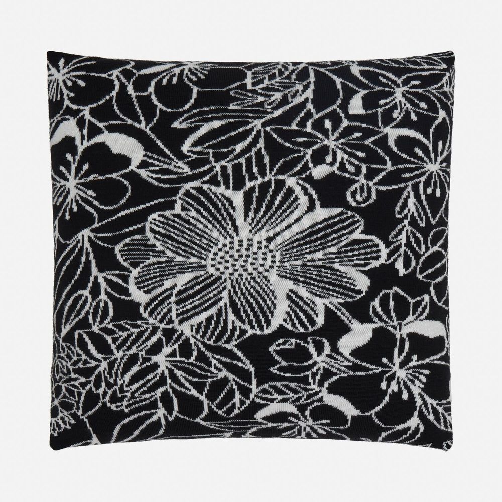Fabric cushions - 'Floral Figment' Wool Cushion, 50x50cm - SHAKU