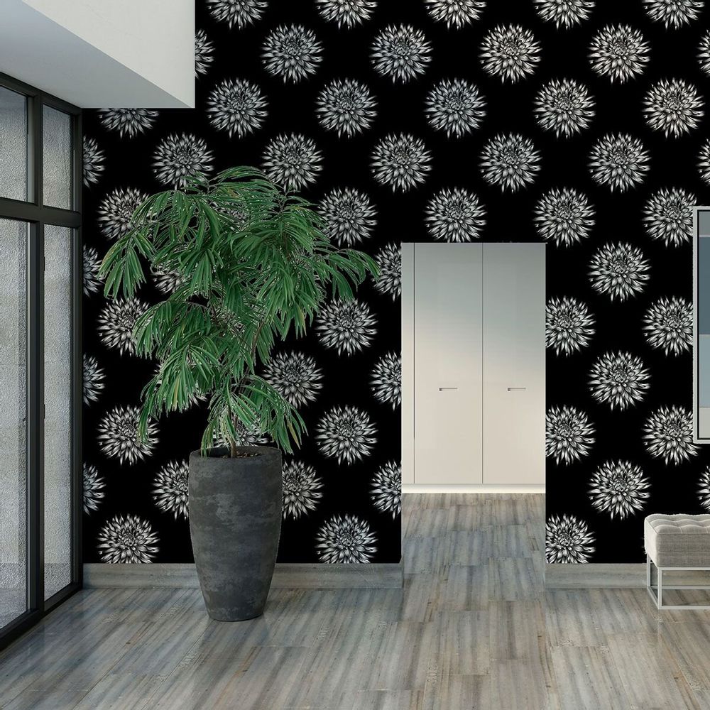 Papiers peints - Papier peint Dahlia Black - SHAKU