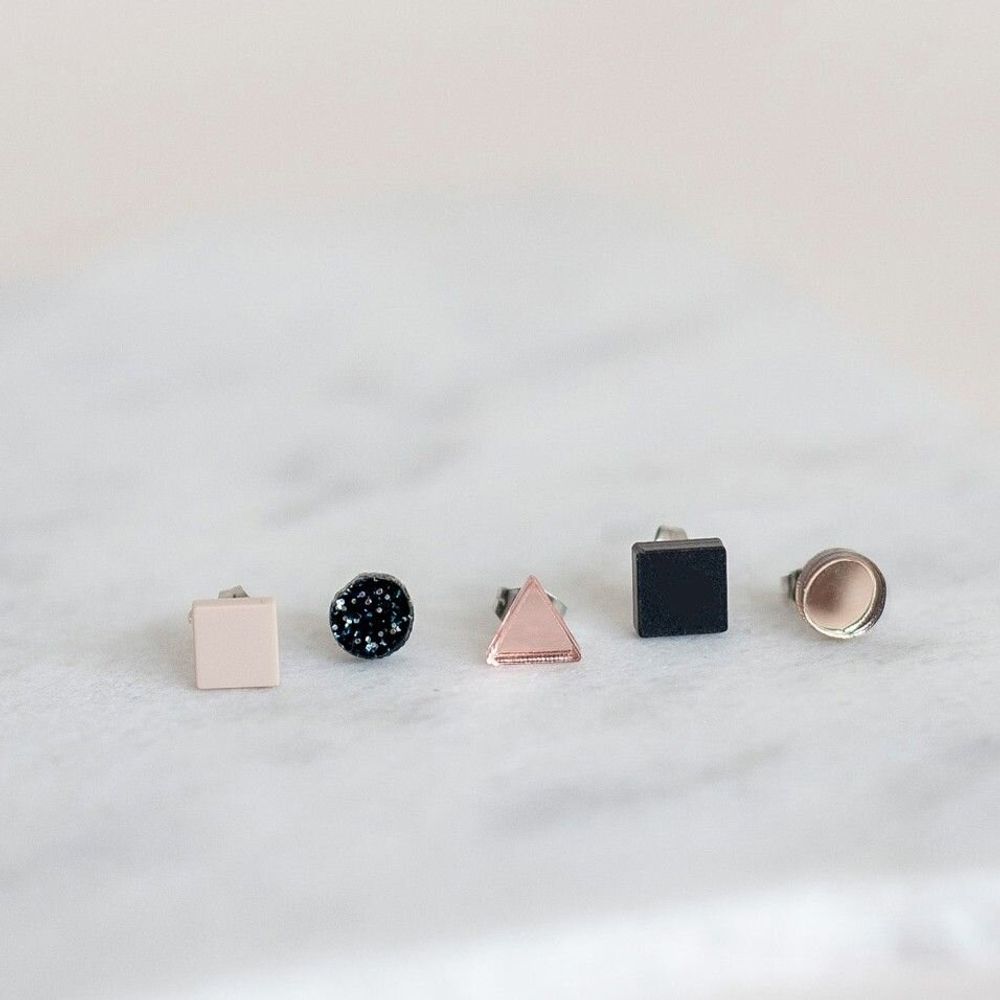 Children's apparel - Basic Mini / Best-Selling Set of 5 Upcycled Earrings - PAMELA COROMOTO