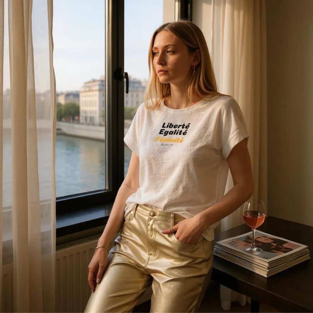 Prêt-à-porter - tee-shirt en lin recto verso - JEANNE A DIT