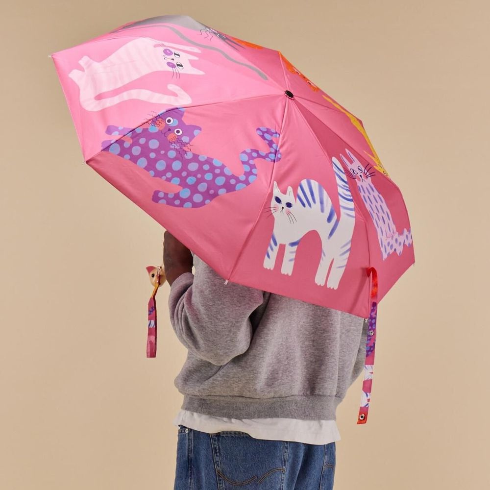 Prêt-à-porter - Fuchsia Arty Cats Eco-friendly Duck Umbrella - ORIGINAL DUCKHEAD