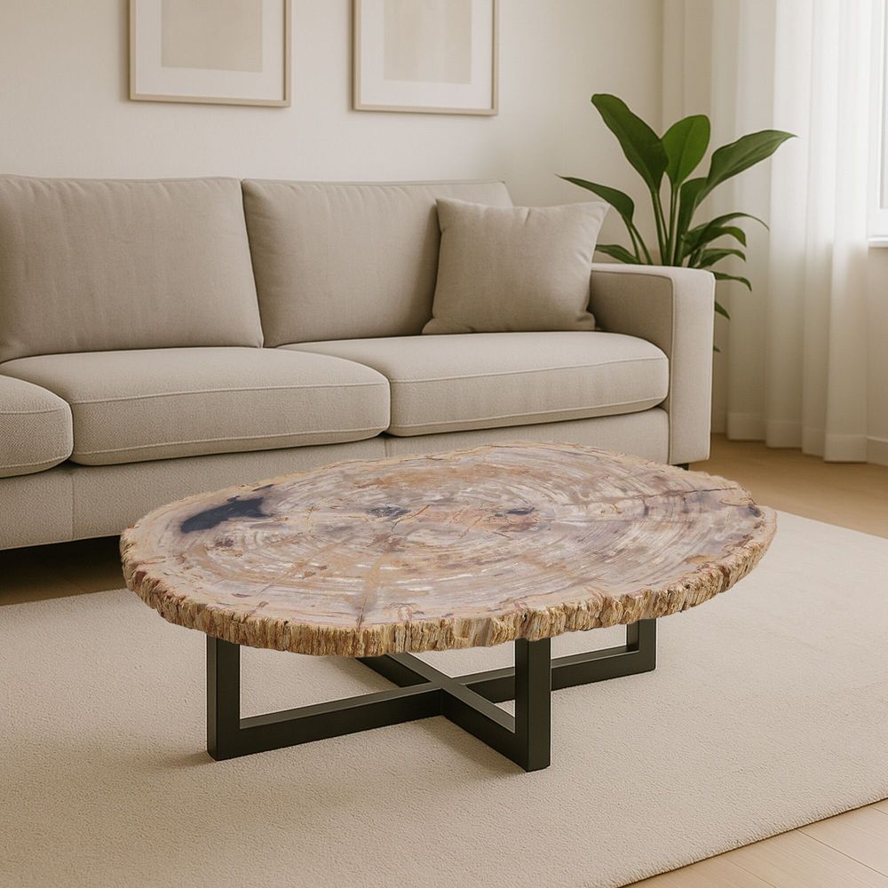 Office furniture and storage - Earth-toned petrified wood coffee tables - XYLEIA PETRIFIED WOOD