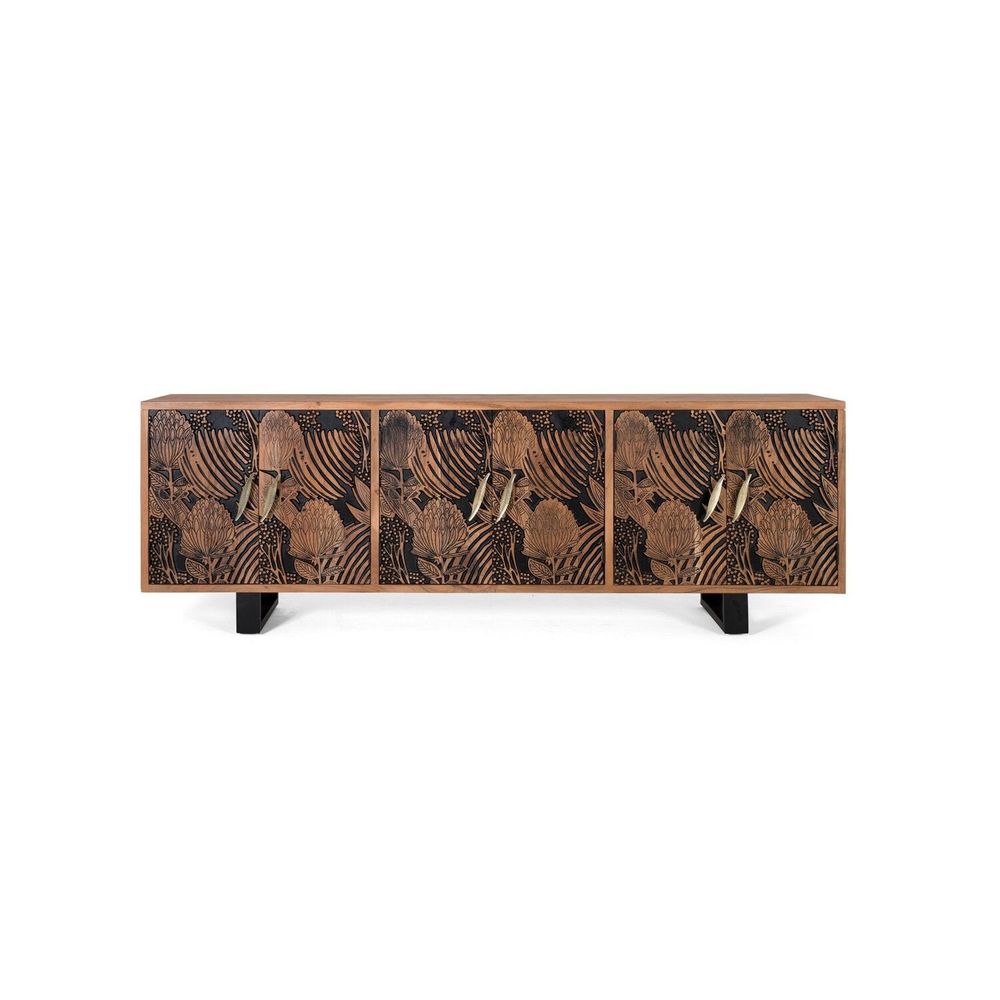 Sideboards - Natural and black acacia wood sideboard plus metal - GINER Y COLOMER