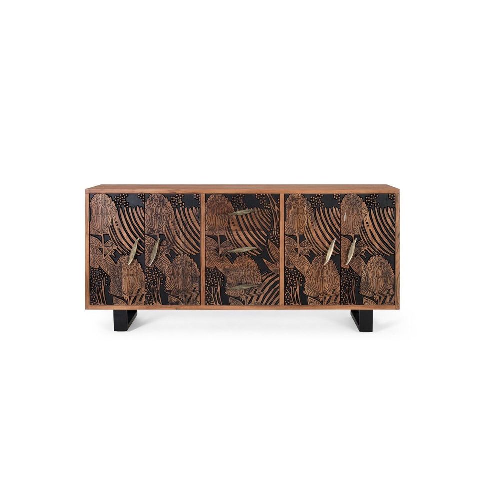 Sideboards - Acacia wood and metal sideboard - GINER Y COLOMER