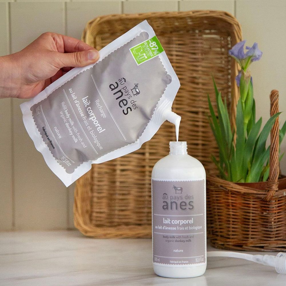 Beauty products - Fresh and organic donkey milk body lotion refill 500ml - AU PAYS DES ÂNES