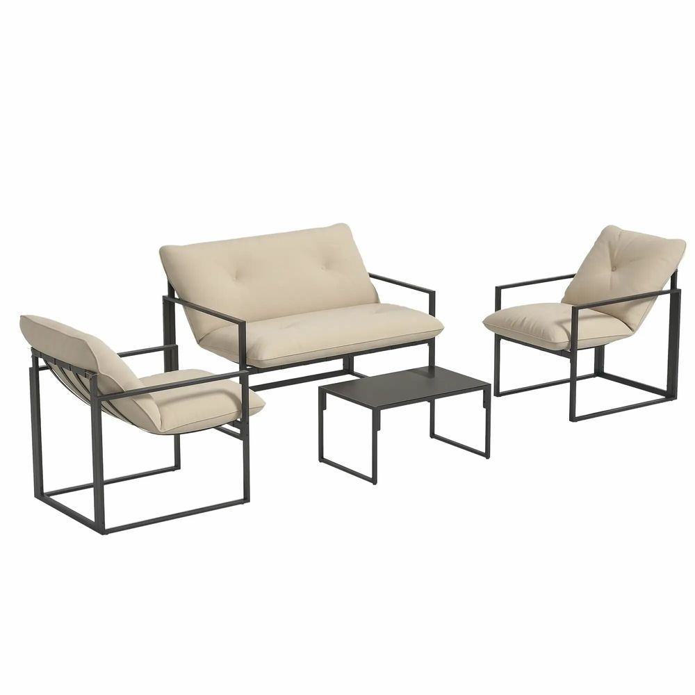 Lawn sofas   - 4-seater 4-piece yachting-style garden furniture set - AOSOM BUSINESS