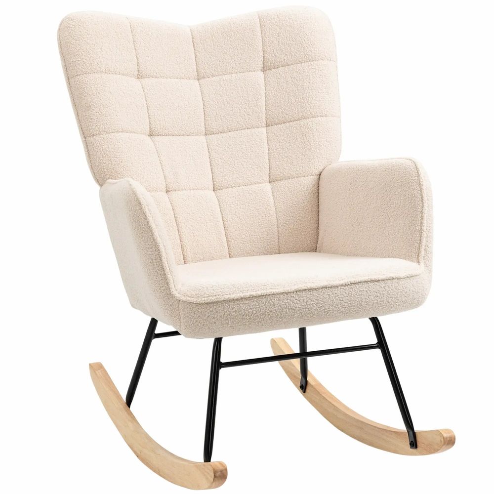 Armchairs - Designer rocking chair with a bouclé wool effect - AOSOM BUSINESS