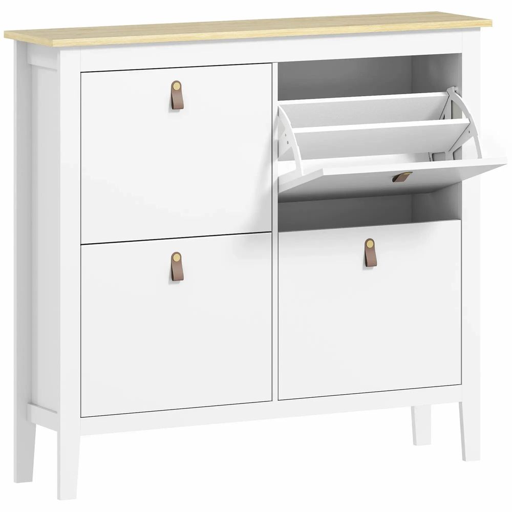 Commodes - Meuble à chaussures 4 portes 4 étagères dim. 105 x 24 x 95,5 cm blanc effet bois clair - AOSOM BUSINESS