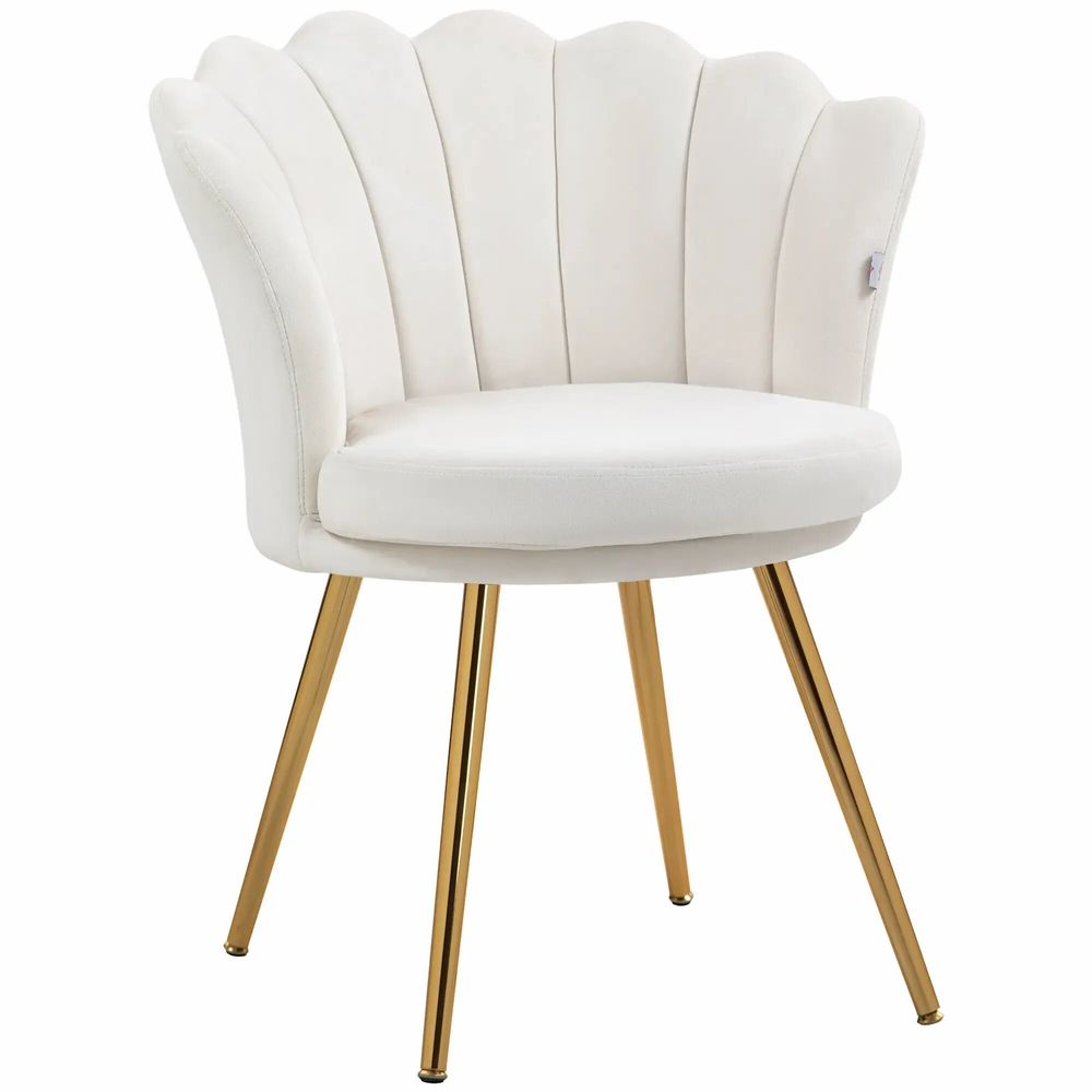 Chaises - Chaise design coquillage pieds métal dorés effilés velours - AOSOM BUSINESS