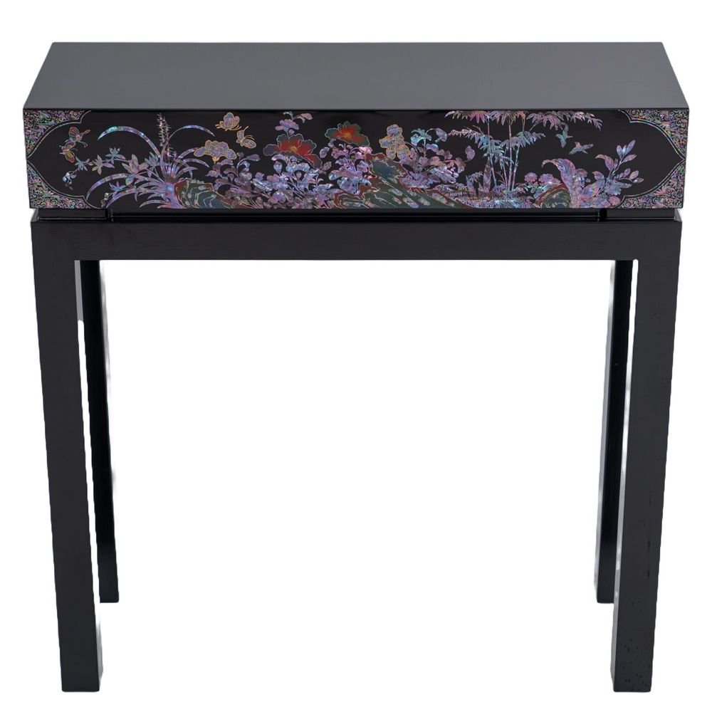 Console table - Mother-of-Pearl Console Table – Korean Floral Motif with Drawer - FEBRUARY MOUNTAIN