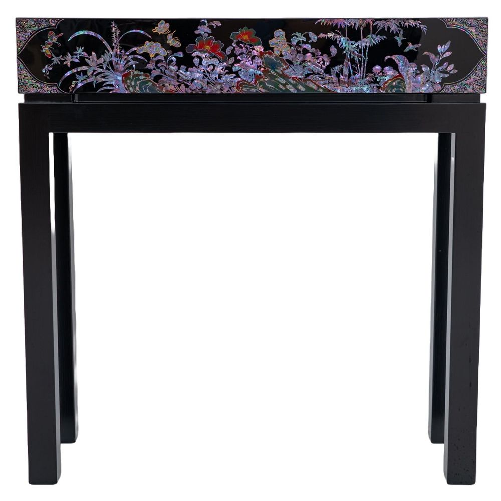 Console table - Mother-of-Pearl Console Table – Korean Floral Motif with Drawer - FEBRUARY MOUNTAIN