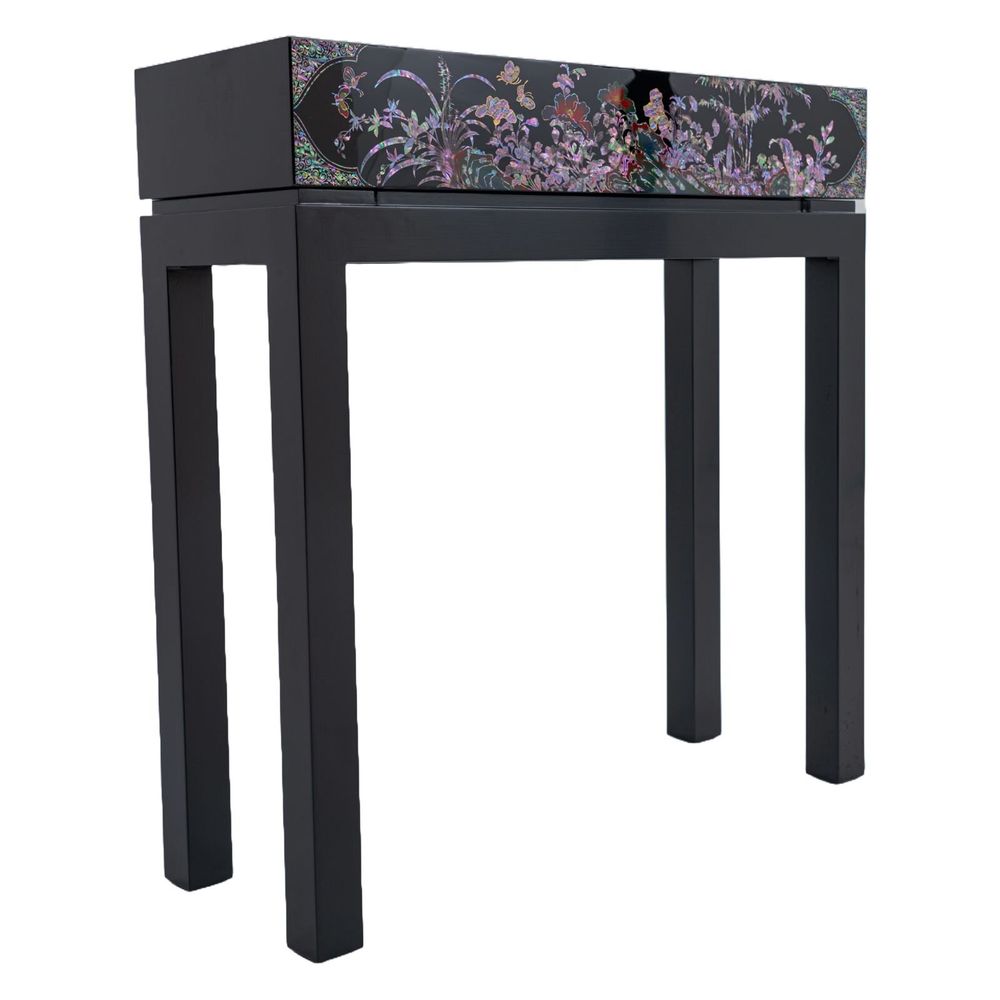 Console table - Mother-of-Pearl Console Table – Korean Floral Motif with Drawer - FEBRUARY MOUNTAIN