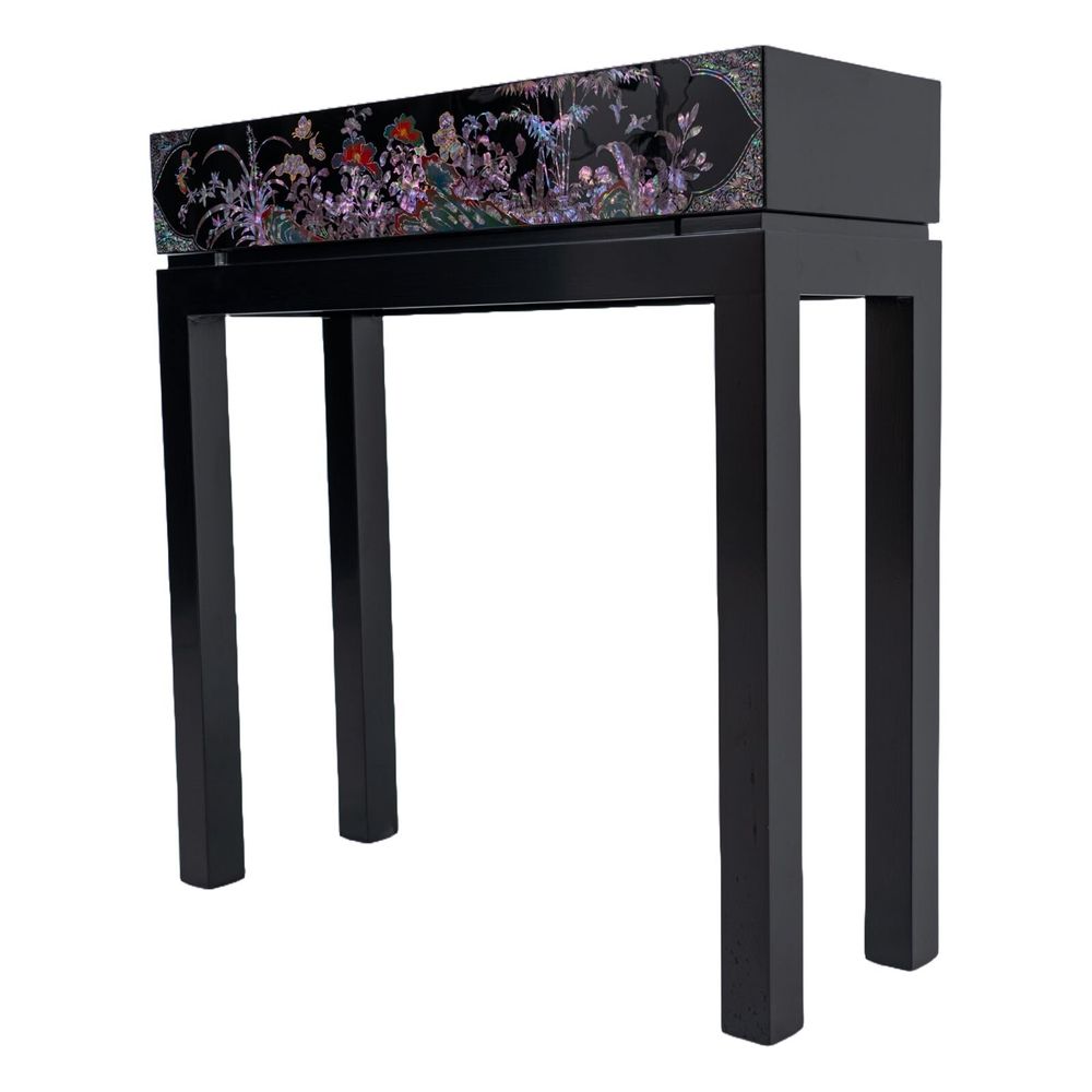 Console table - Mother-of-Pearl Console Table – Korean Floral Motif with Drawer - FEBRUARY MOUNTAIN