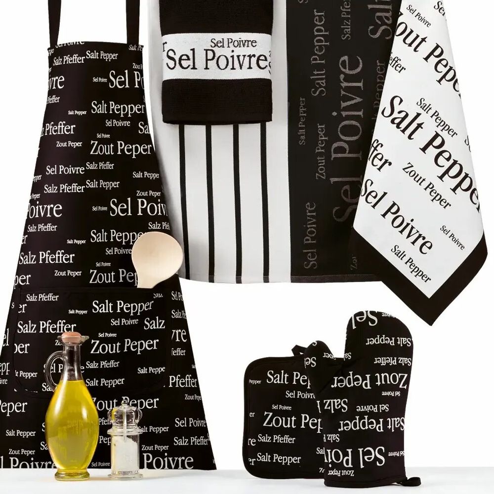 Tabliers de cuisine - Tablier de cuisine Sel & Poivre Noir 80 X 85 - MAISON VIVARAISE - SDE VIVARAISE WINKLER