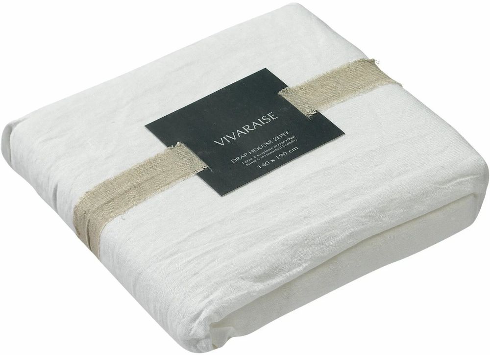 Linge de lit - Drap Housse Zeff Naturel 140 X 190 - MAISON VIVARAISE - SDE VIVARAISE WINKLER
