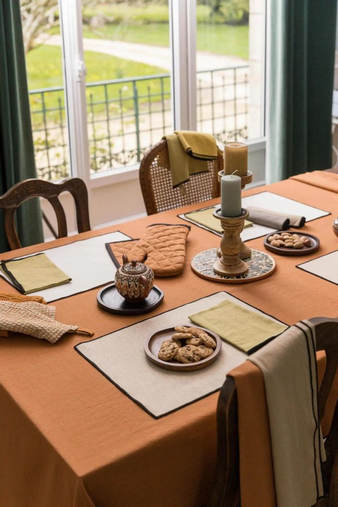 Table linen - Recycled Tablecloth Grace Caramel 170 X 300 - MAISON VIVARAISE - SDE VIVARAISE WINKLER