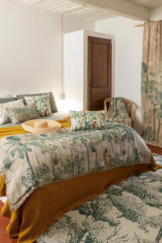 Linge de lit - Jeté recyclé Maia Safran 180 x 260 - MAISON VIVARAISE - SDE VIVARAISE WINKLER