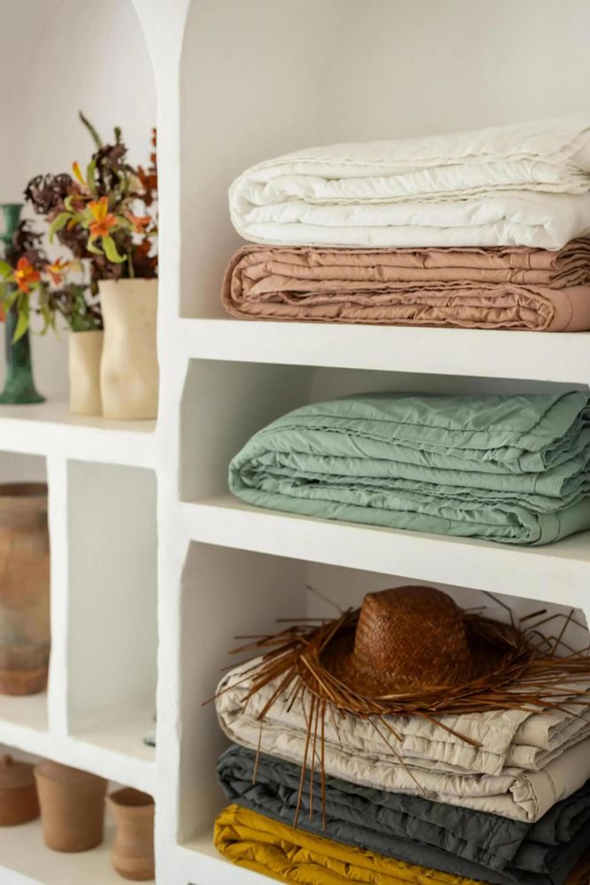 Linge de lit - Jeté de lit Tika Naturel 260 x 260 - MAISON VIVARAISE - SDE VIVARAISE WINKLER