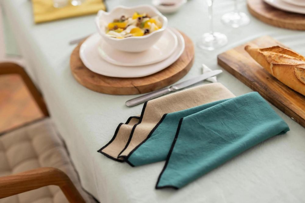 Napkins - Grace Recycled Table Napkin Camel 40 X 40 - MAISON VIVARAISE - SDE VIVARAISE WINKLER