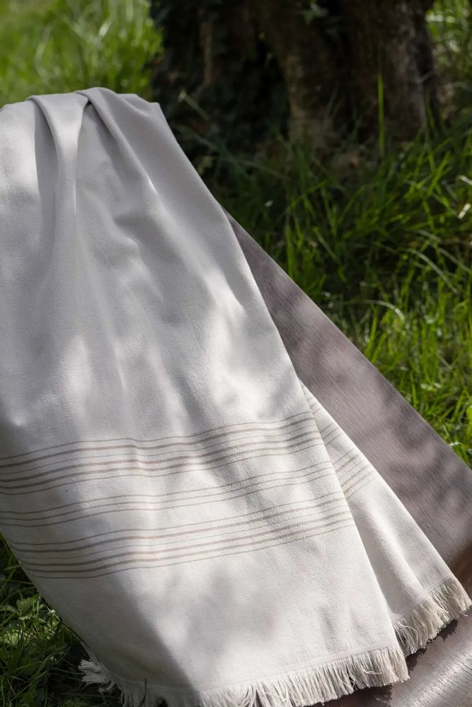 Linge de lit - Drap hammam Cancun Galet 90 x 180 - MAISON VIVARAISE - SDE VIVARAISE WINKLER