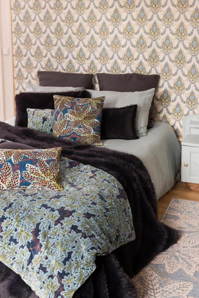 Plaids - Plaid imprimé Ariane Pétrole 135 x 200 - MAISON VIVARAISE - SDE VIVARAISE WINKLER