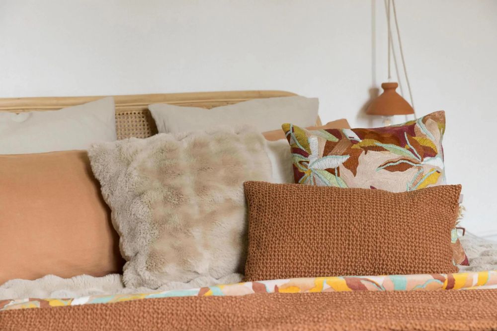 Cushions - Recycled Cushion Maïa Cuivre 45 X 45 - MAISON VIVARAISE - SDE VIVARAISE WINKLER