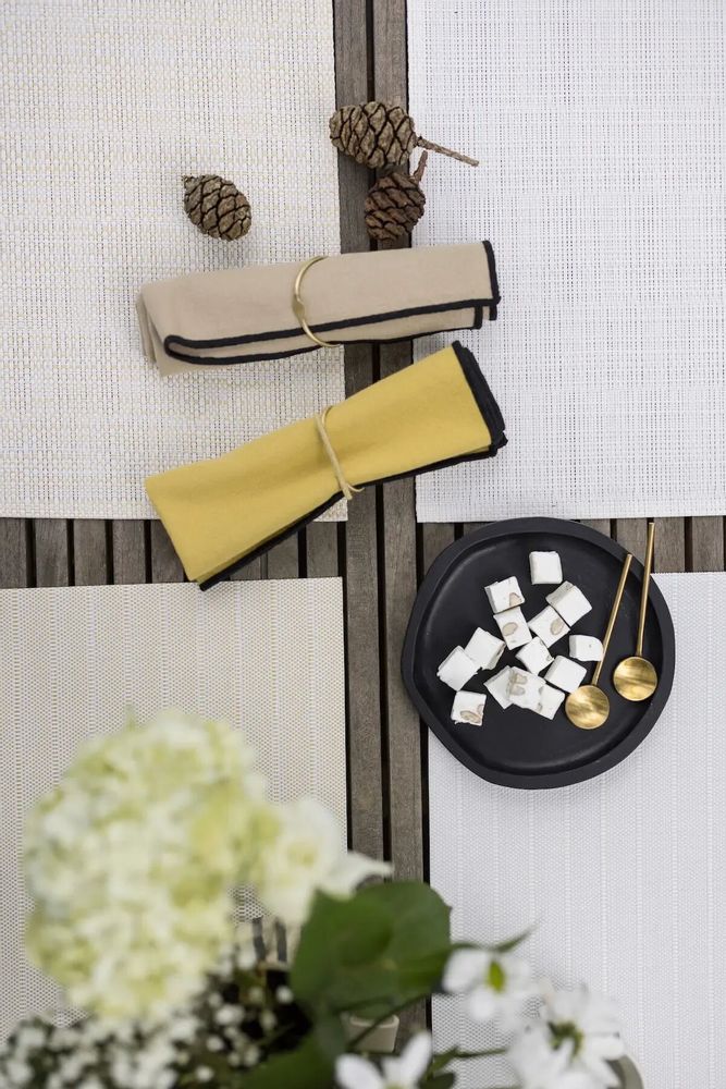 Table cloths - Canna Placemat Set Neige/Or 33 X 45 - MAISON VIVARAISE - SDE VIVARAISE WINKLER
