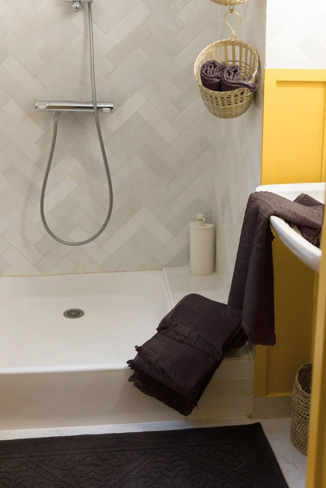 Serviettes de bain - Drap de bain Zoé Ébène 100 x 180 - MAISON VIVARAISE - SDE VIVARAISE WINKLER