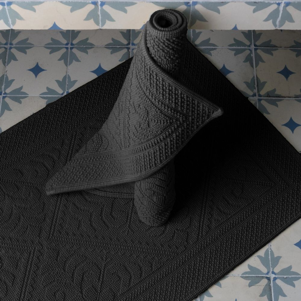 Other bath linens - Enzo Bath Mat Carbone 54 X 110 - MAISON VIVARAISE - SDE VIVARAISE WINKLER