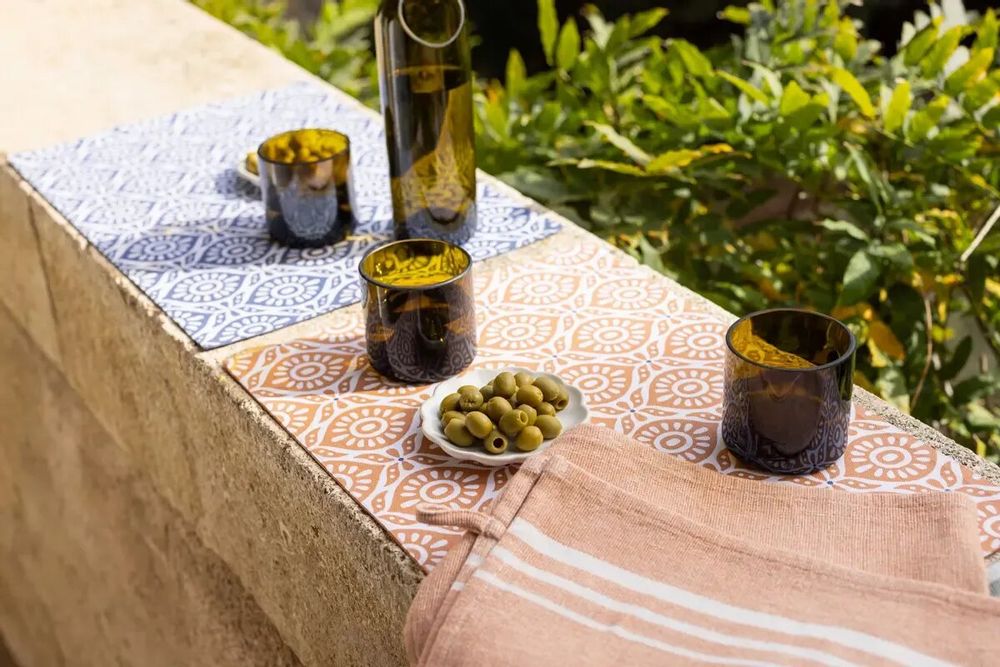 Table cloths - Recycled Coated Placemat Citrus Terracotta 33 X 48 - MAISON VIVARAISE - SDE VIVARAISE WINKLER