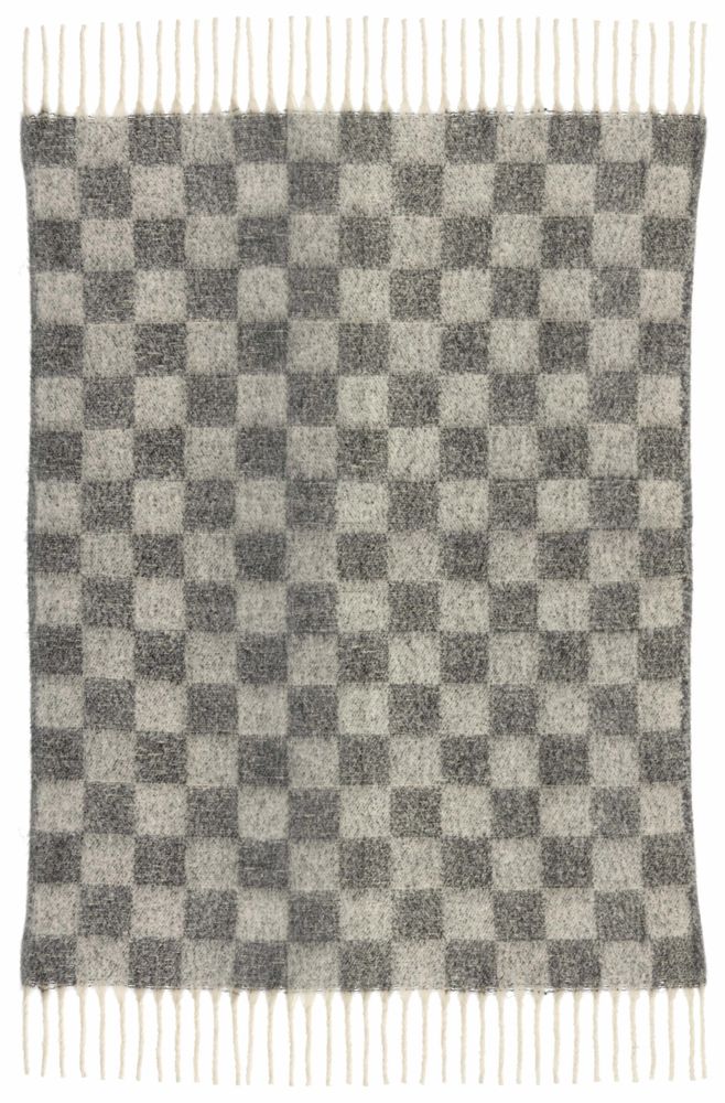 Throw blankets - Recycled Checkered Throw Isabel Ardoise 130 X 160 - MAISON VIVARAISE - SDE VIVARAISE WINKLER