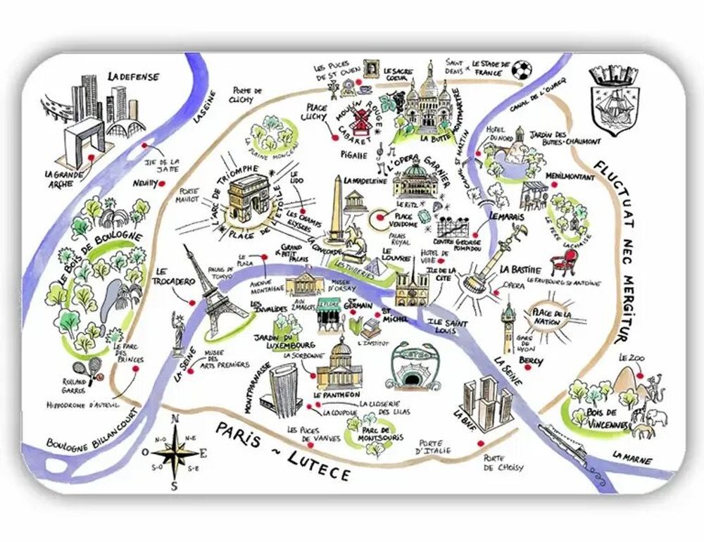 Table cloths - Dessin Paris Placemat Set Assortis 45 X 30 - MAISON VIVARAISE - SDE VIVARAISE WINKLER