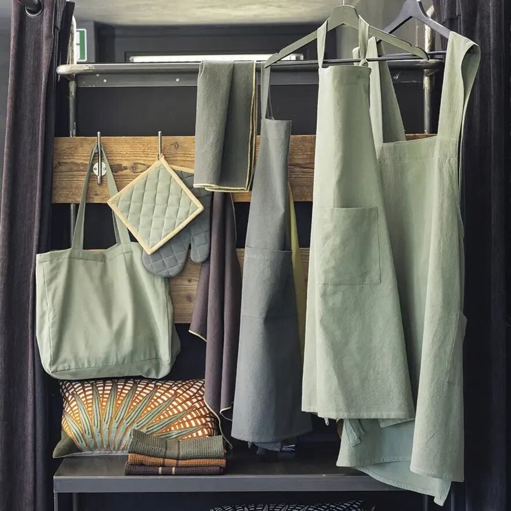 Maniques - Lot gant de cuisine/manique recyclé Grace Matcha 15 x 32 - MAISON VIVARAISE - SDE VIVARAISE WINKLER
