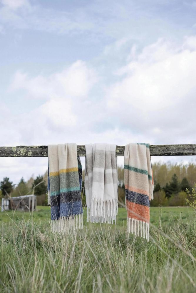 Throw blankets - Recycled Striped Throw Isabel Naturel 130 X 160 - MAISON VIVARAISE - SDE VIVARAISE WINKLER