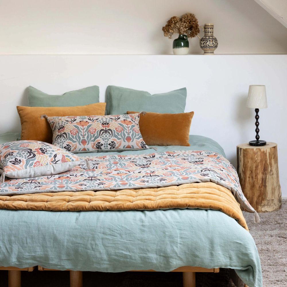 Linge de lit - Drap plat Kala Sauge 240 x 300 - MAISON VIVARAISE - SDE VIVARAISE WINKLER