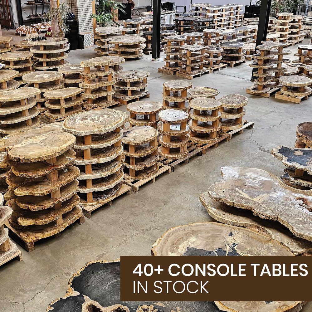 Console table - Designer Console Tables in Petrified Wood - XYLEIA PETRIFIED WOOD