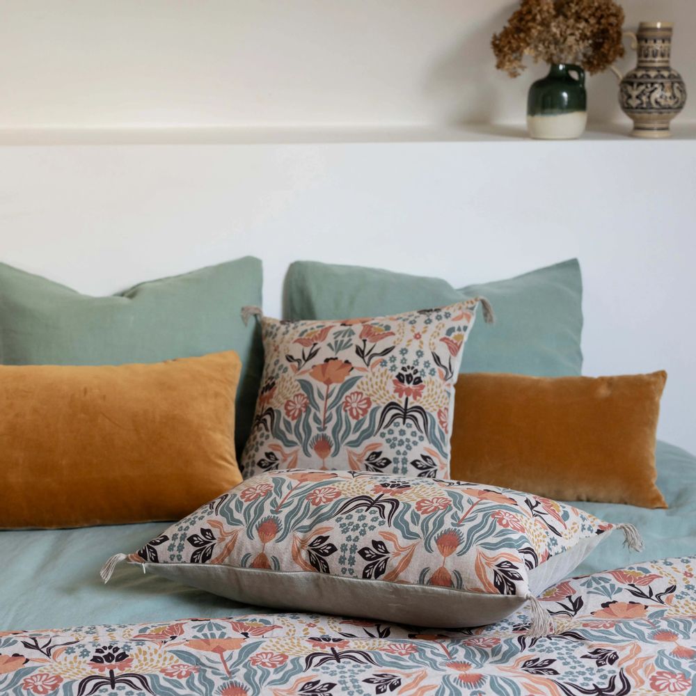 Cushions - Plain Cushion Elise Ocre 40 X 65 - MAISON VIVARAISE - SDE VIVARAISE WINKLER