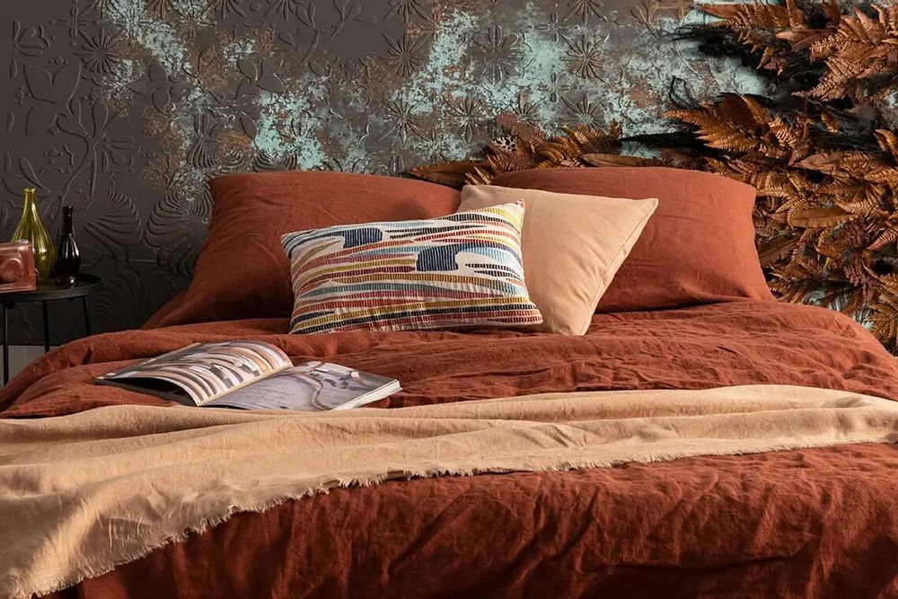 Linge de lit - Drap plat Zeff Caramel 240 x 300 - MAISON VIVARAISE - SDE VIVARAISE WINKLER