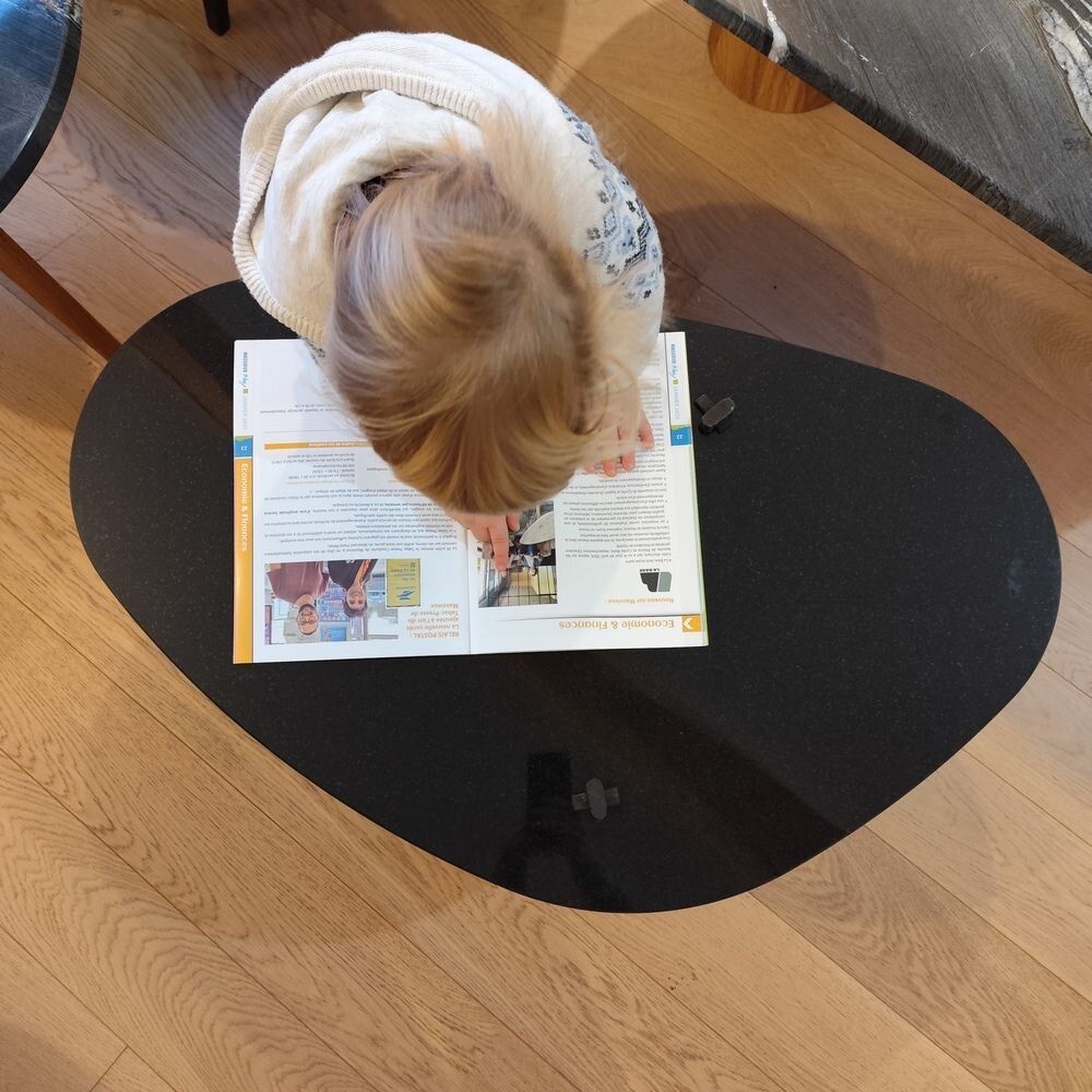Tables basses - Table basse plateau en pierre noire poli - A 3 pattes -  Forme Galet - C'EST BIEN FAIT