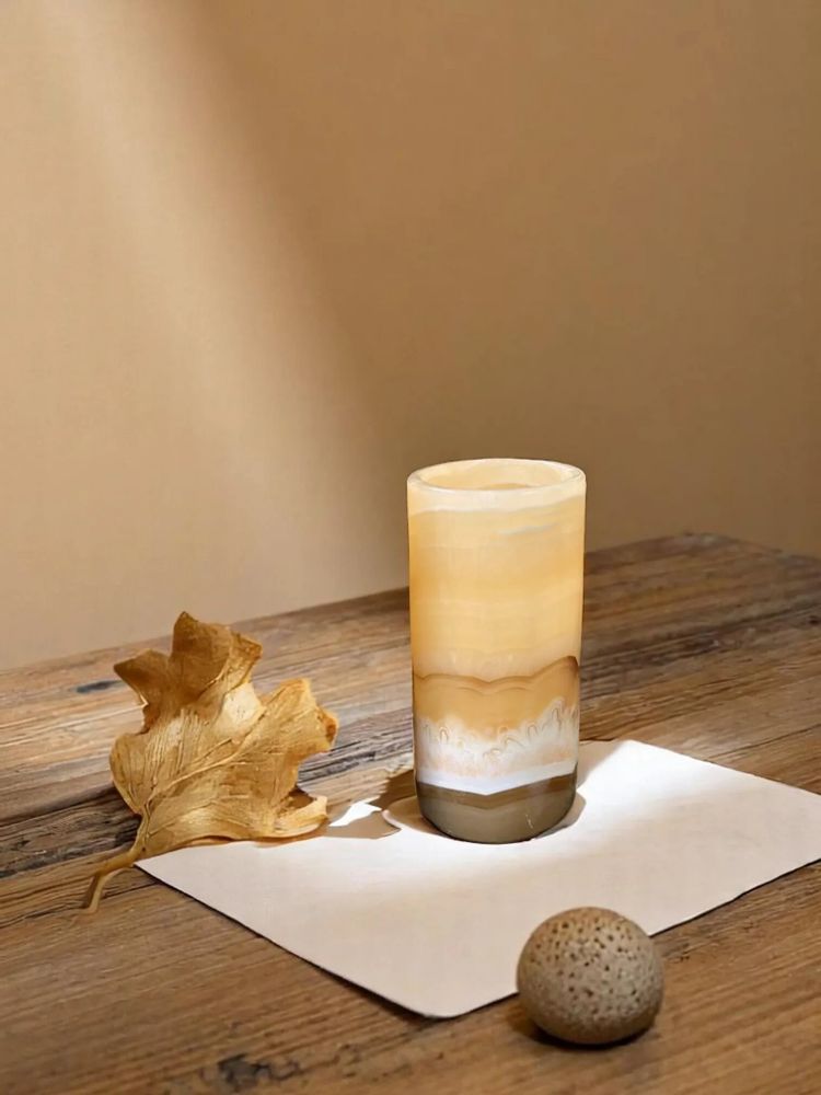 Candlesticks and candle holders - Candle holder Kara Set of 2 - Alabaster Stone - handcrafted ecological - MAISON ZOE