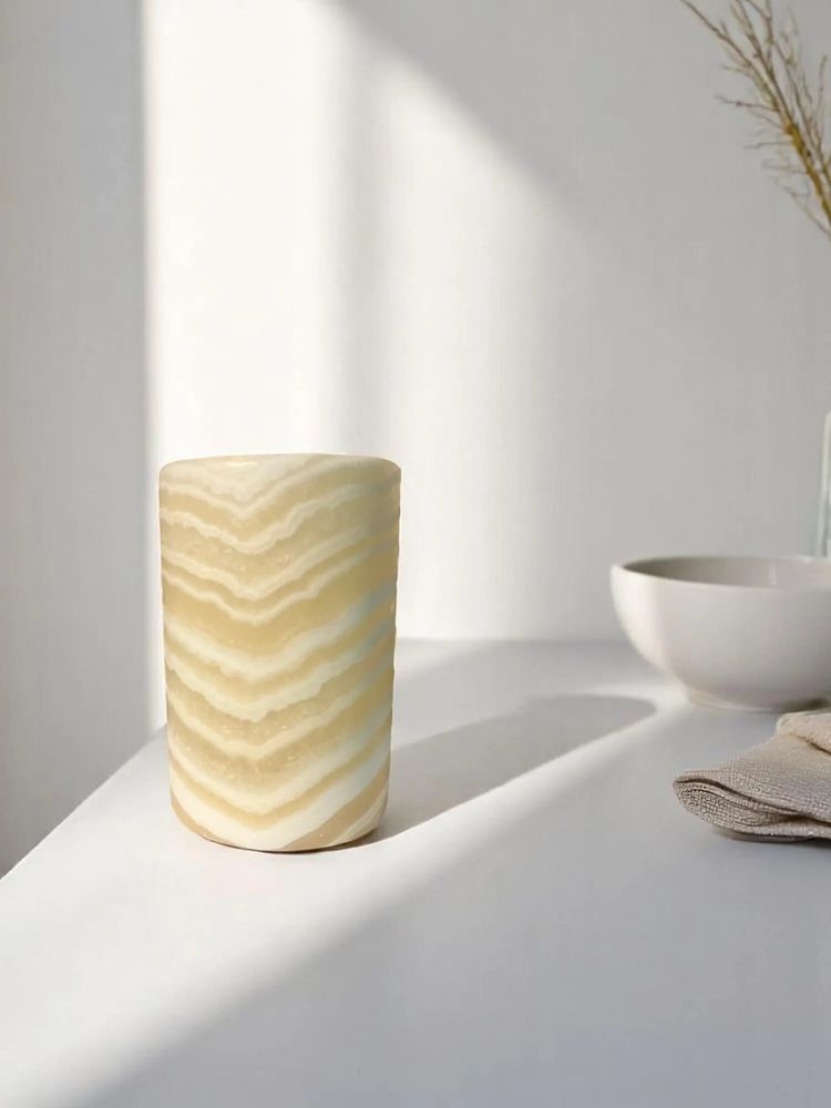 Candlesticks and candle holders - Candle holder Kara Set of 2 - Alabaster Stone - handcrafted ecological - MAISON ZOE